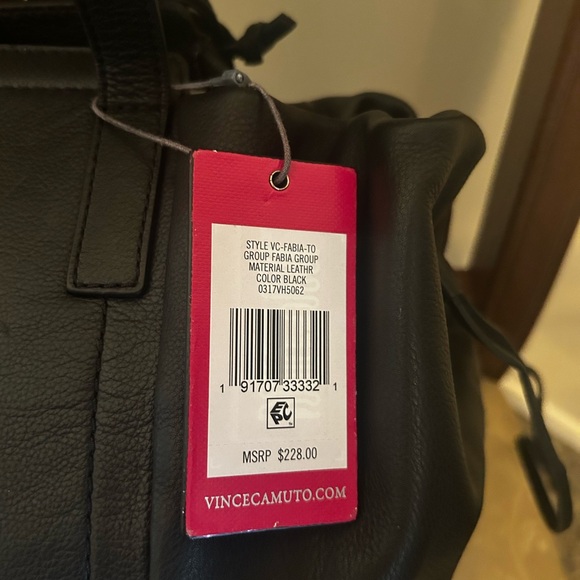 Vince Camuto Fabia Black Leather Shoulder Tote Bag - Picture 7 of 7